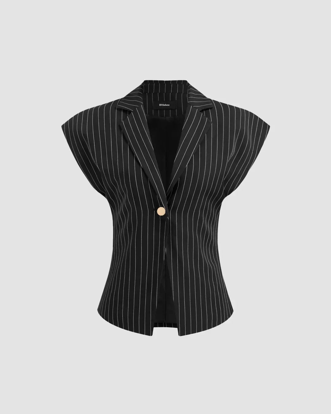 Statement Sleeveless Blazer Top with Single Button Closure