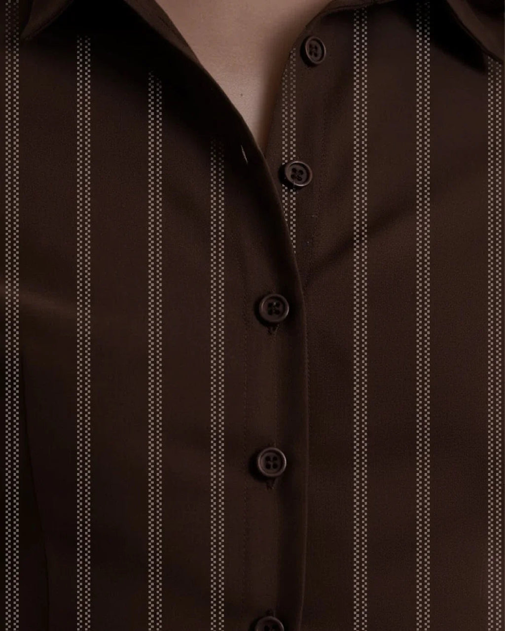Pinstripe Fitted Long Sleeve Collared Shirt