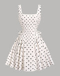 White Polka Dot Bow Back Backless Mini Dress