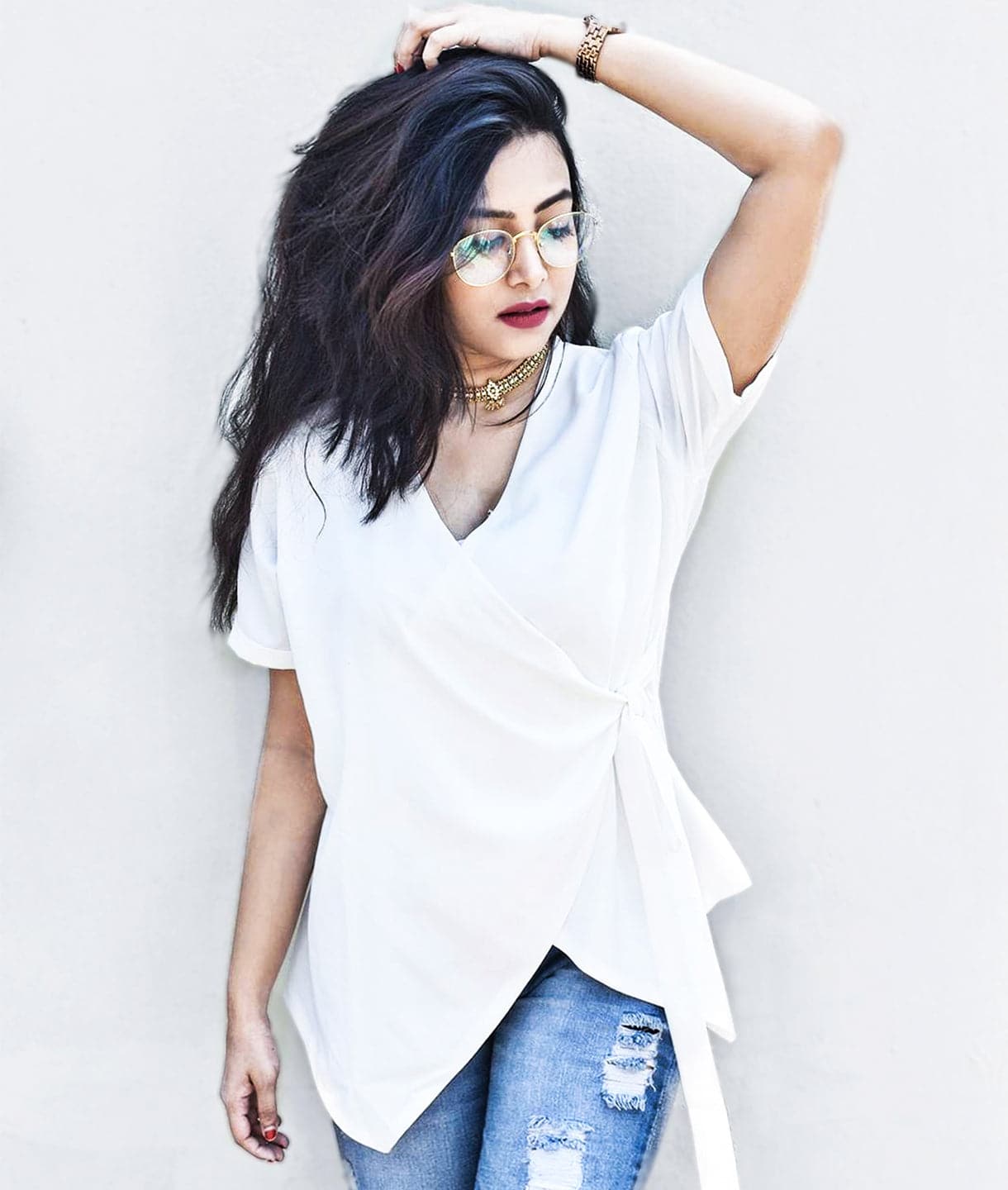 Crepe Wrap Top - Pinkkup