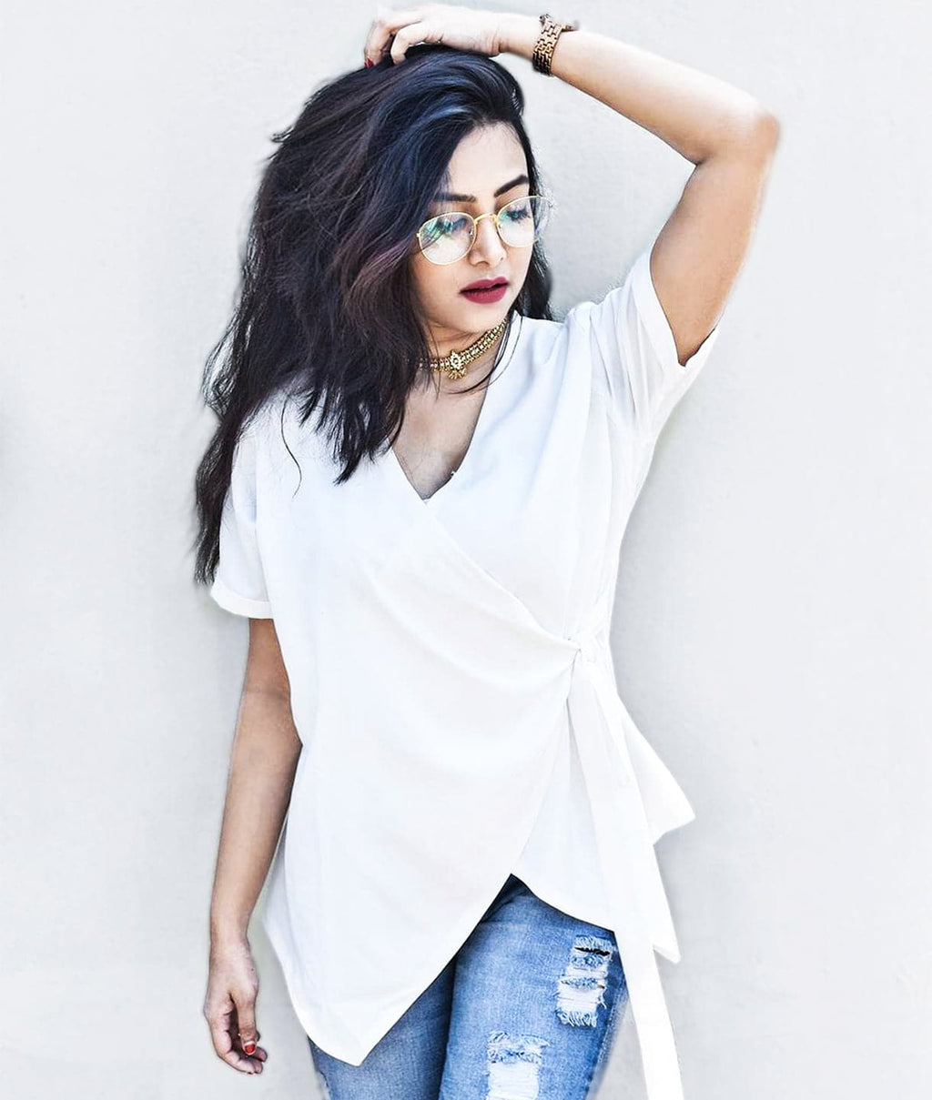 Crepe Wrap Top - Pinkkup