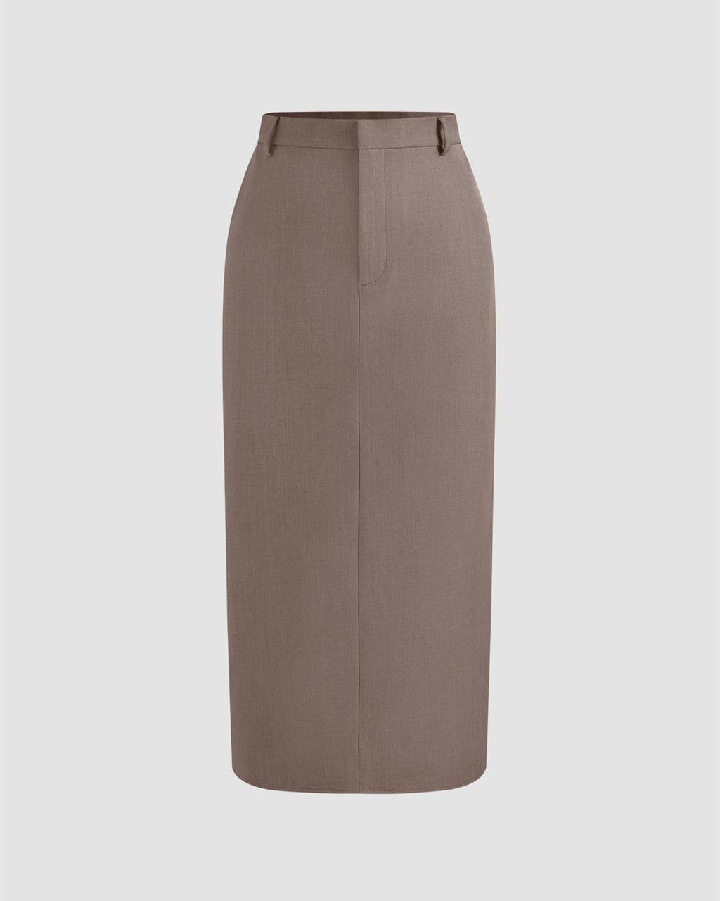 Woven Boat Neck Solid Tank Top & High Rise Split Maxi Skirt In Cappuccino