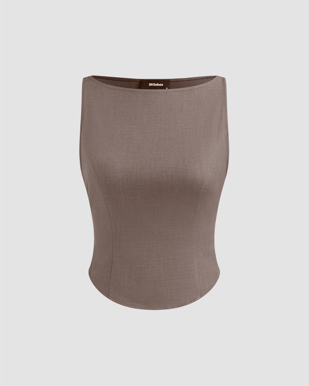 Woven Boat Neck Solid Tank Top & High Rise Split Maxi Skirt In Cappuccino
