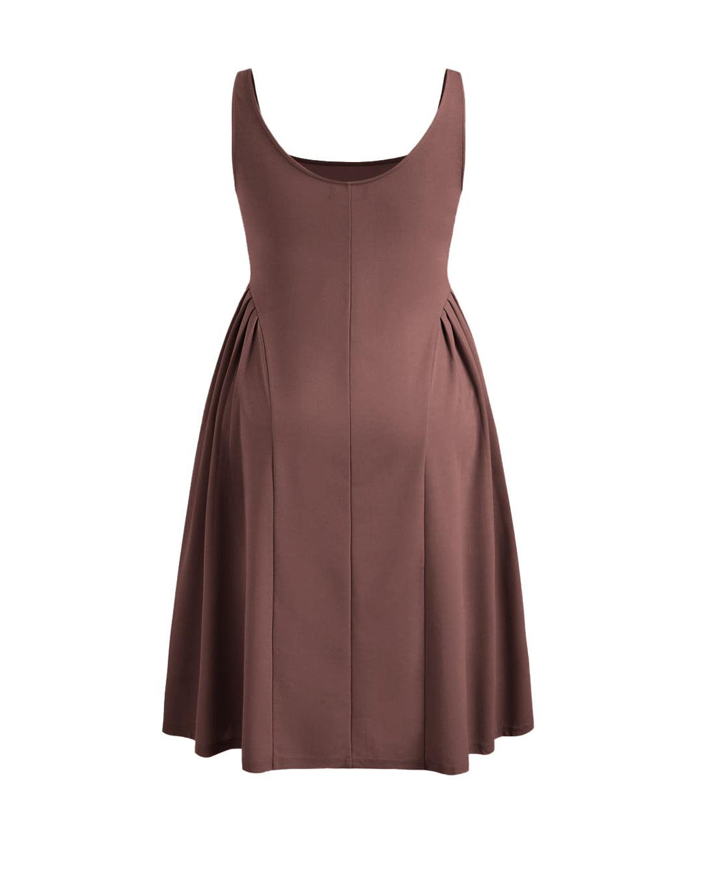 Woven Square Neck Solid Ruffle Long Brown Midi Dress Curve & Plus