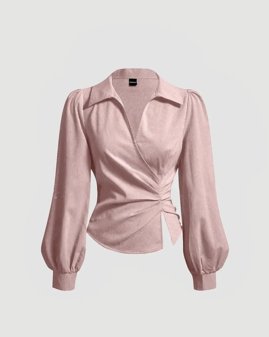 Wrap Style Collared Neck Full Sleeve Shirt in Pink