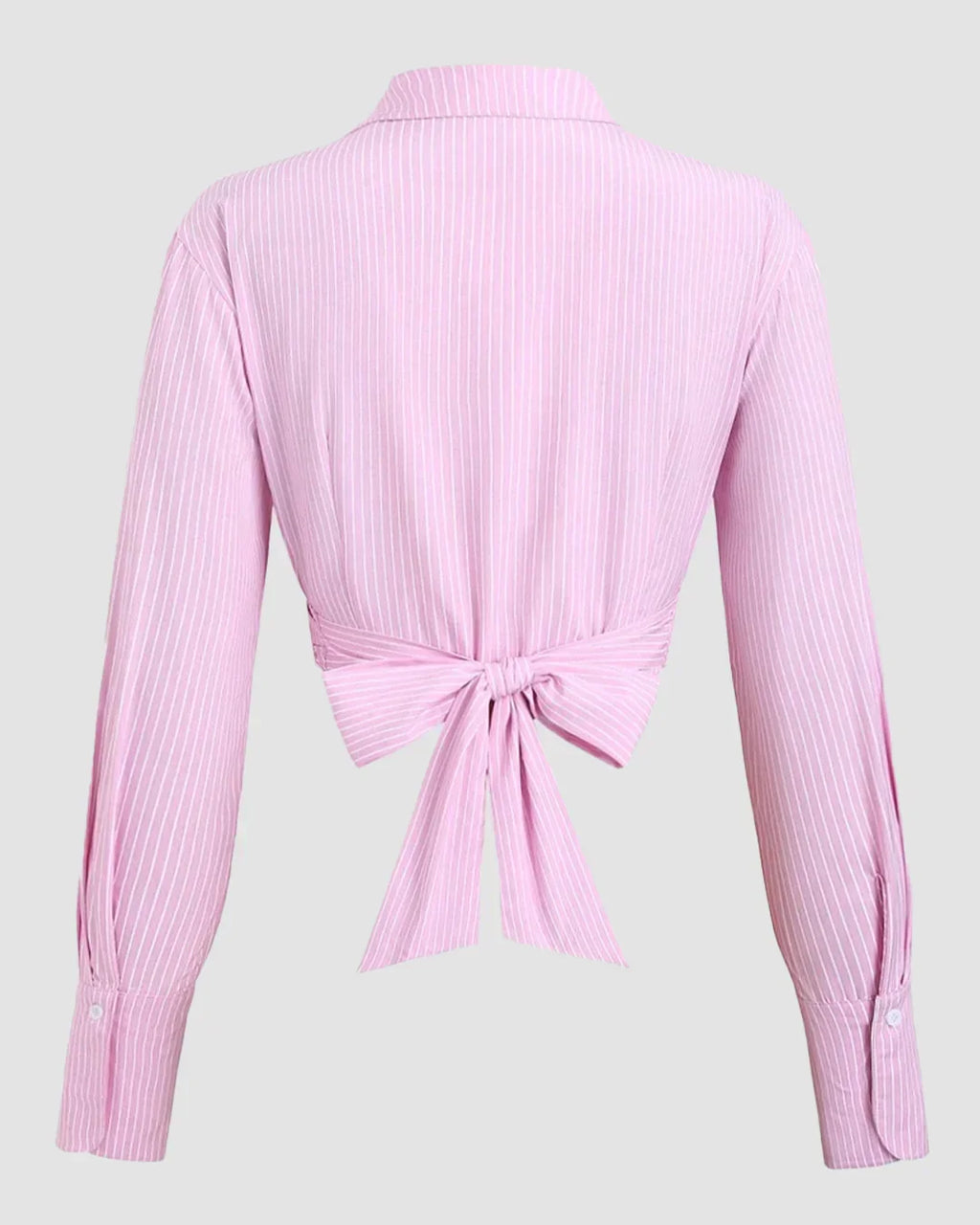 Wrap Tie Collared Long Sleeve Top