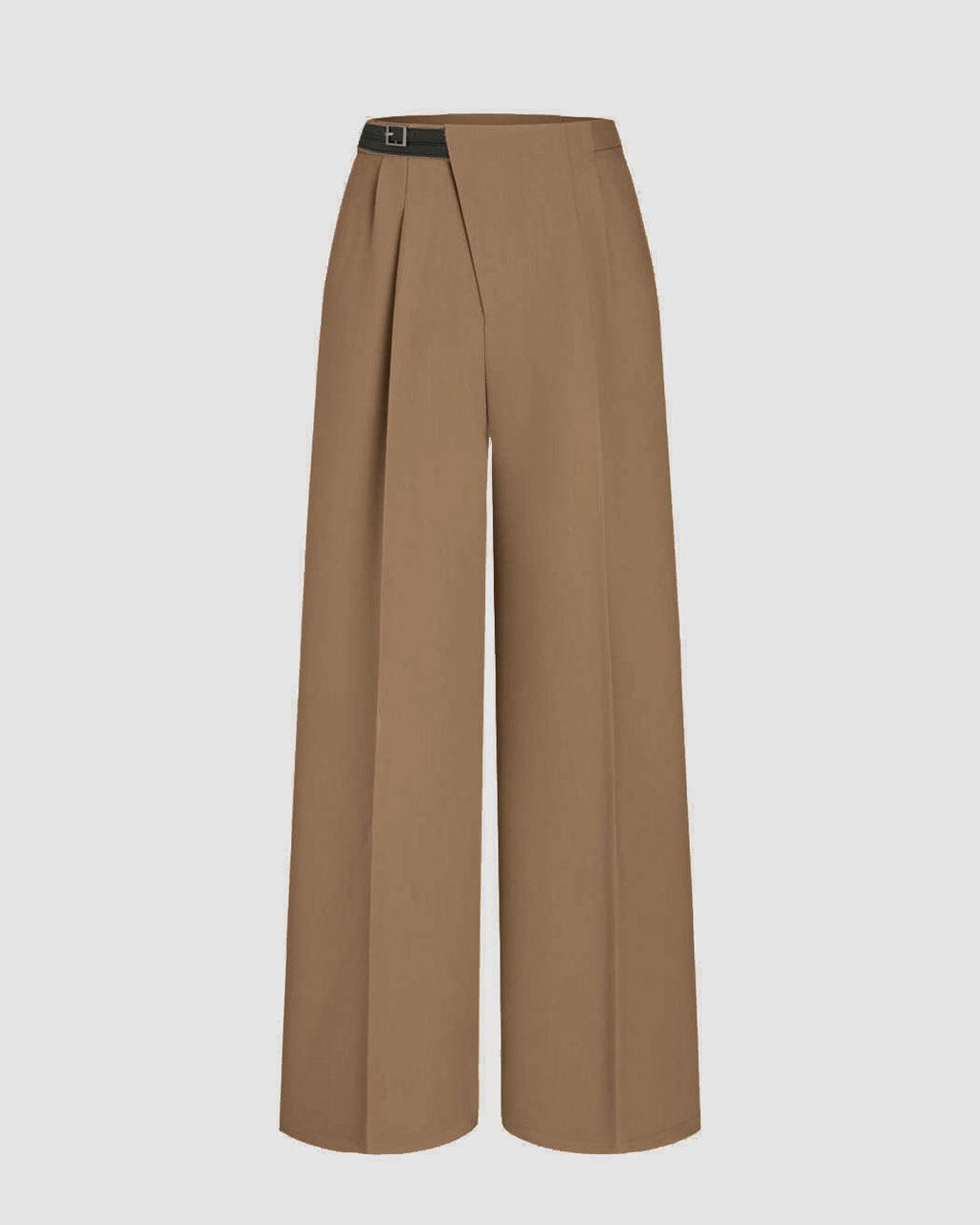 Wrapped Pleated Brown Trousers Without Belt