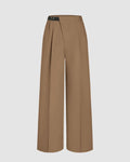 Wrapped Pleated Brown Trousers Without Belt