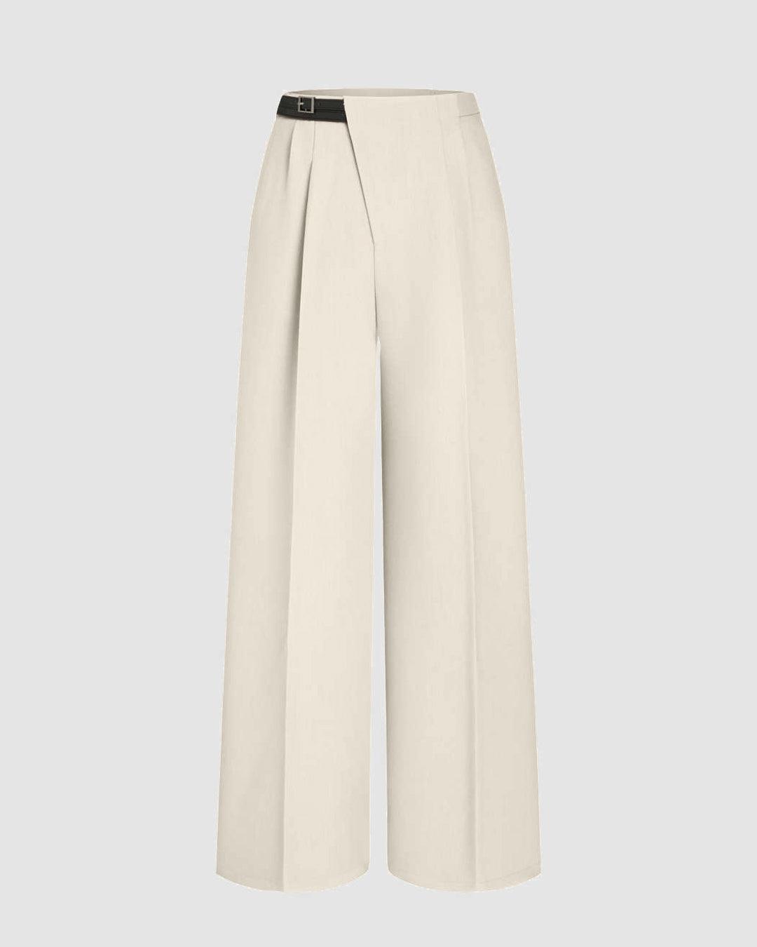 Wrapped Pleated Trouser Without Belt In Off White
