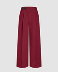 Wrapped Pleated Trousers Without Belt in Redberry