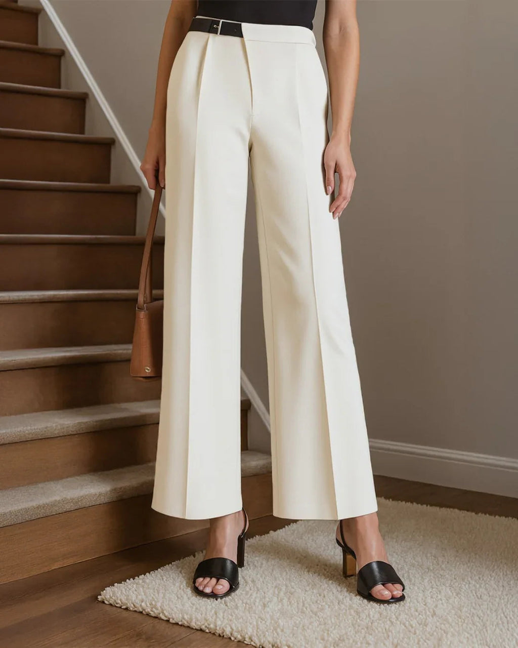 Wrapped Pleated Trouser Without Belt In Off White
