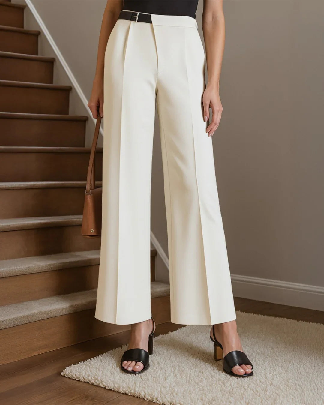 Wrapped Pleated Trouser Without Belt In Off White