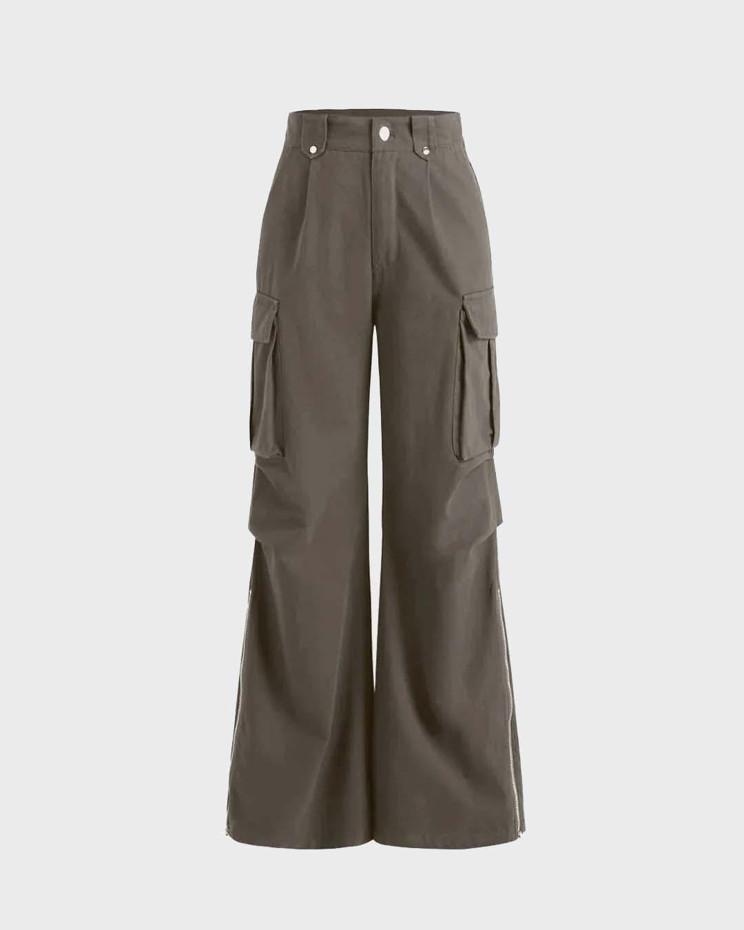 Y2K Baggy Fit Women Cargo In Grey