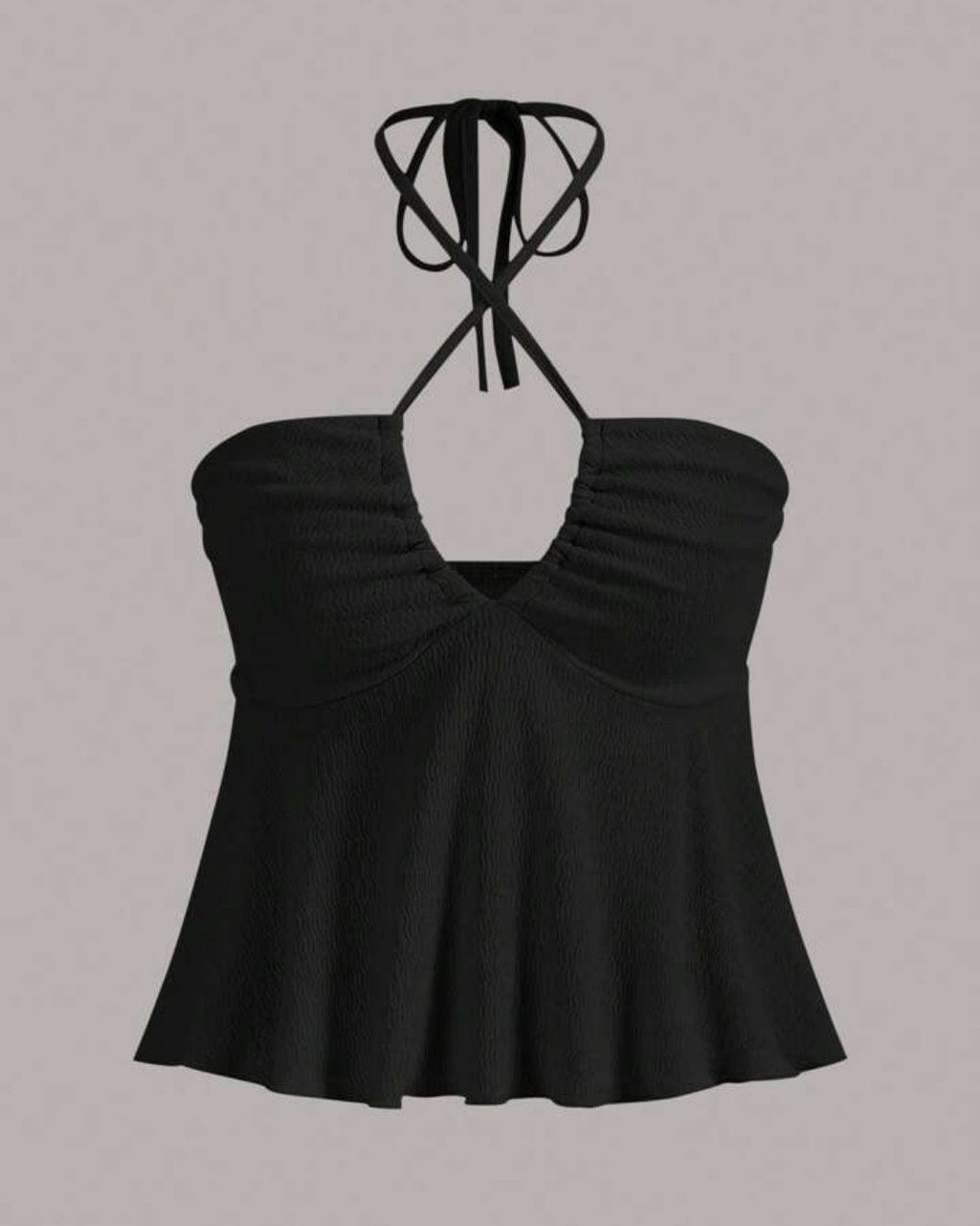 Y2K Halter Neck Tie Backless Top In Black