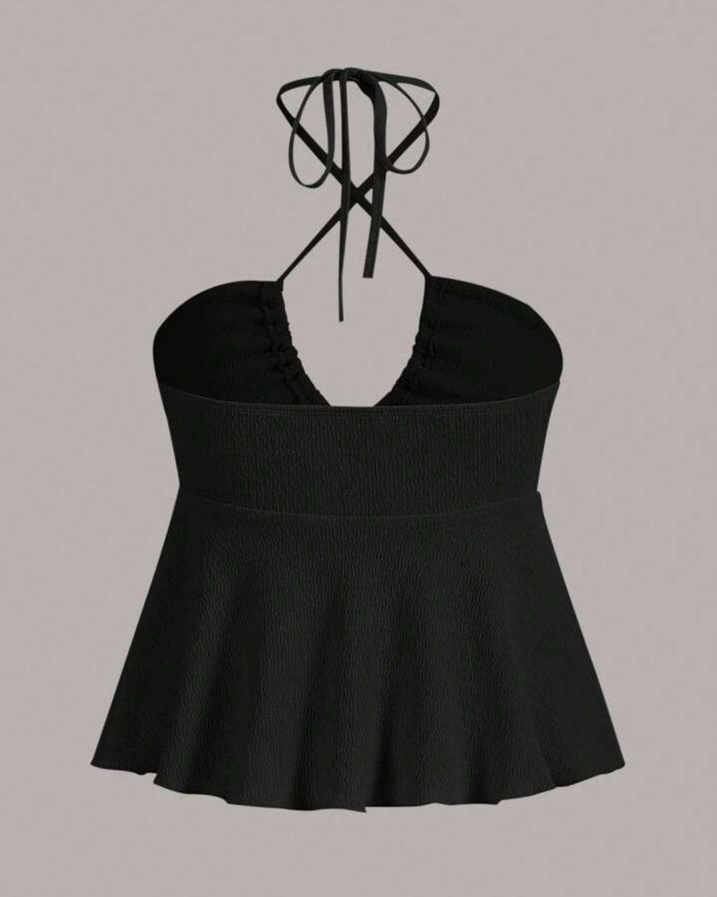 Y2K Halter Neck Tie Backless Top In Black