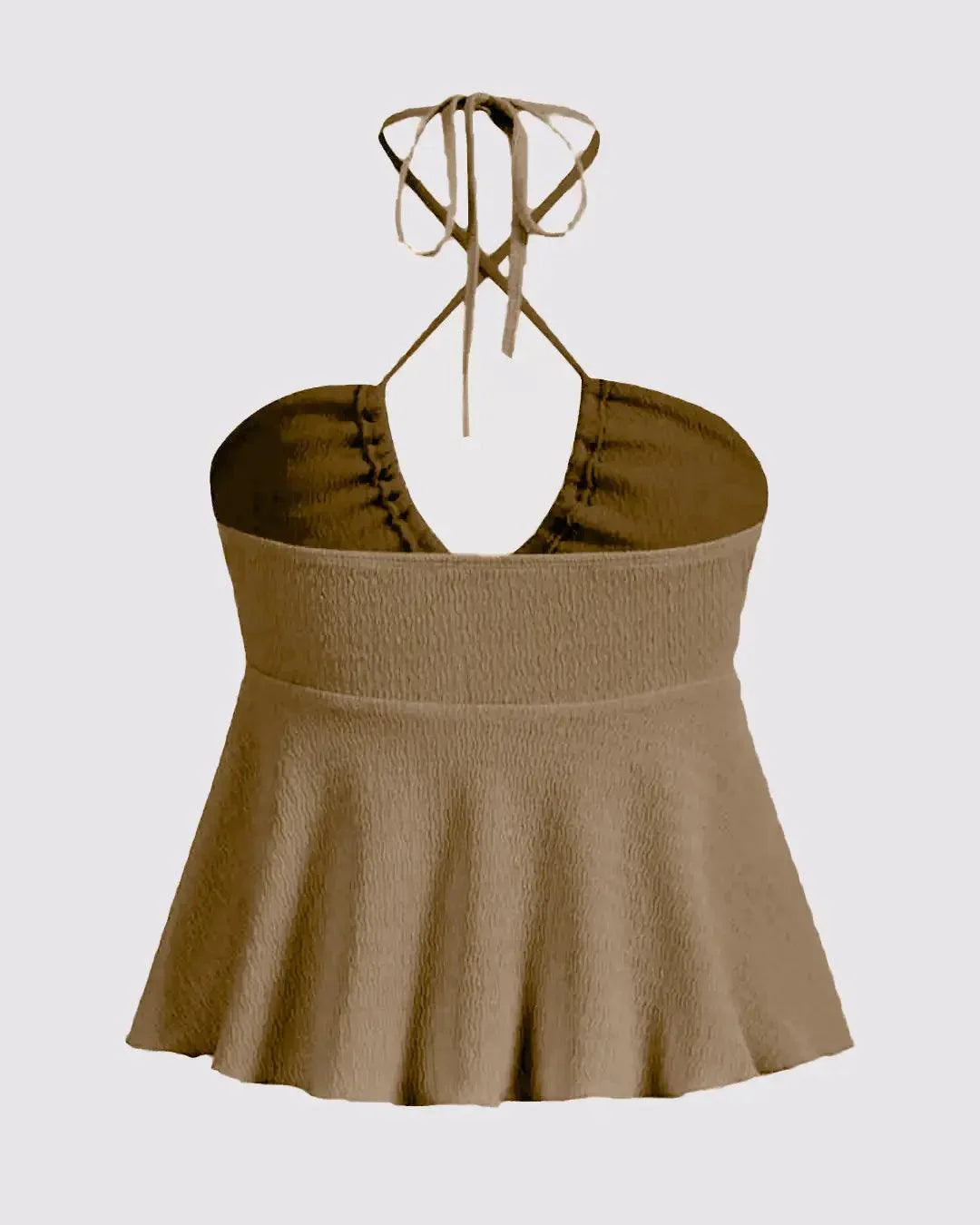 Y2K Halter Neck Tie Backless Top In Brown