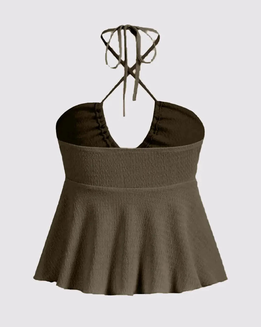 Y2K Halter Neck Tie Backless Top In Smoky Green