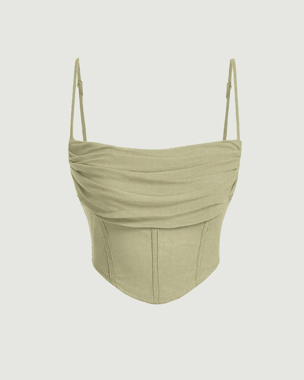 Y2K Solid Ruched Mesh Cami Green Top