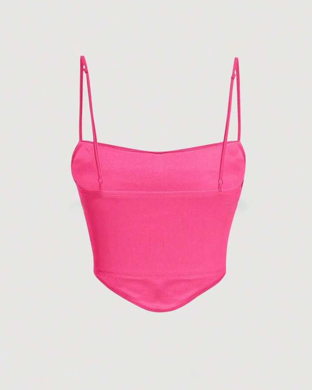 Y2K Solid Ruched Mesh Cami Hot Pink Top