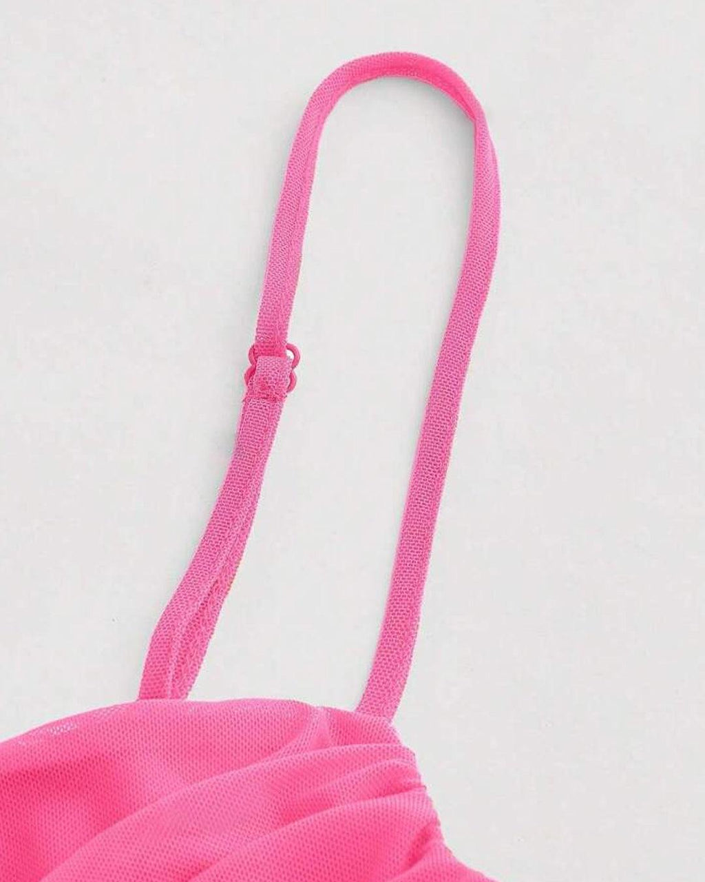 Y2K Solid Ruched Mesh Cami Hot Pink Top