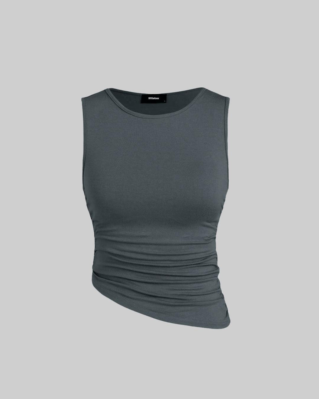 Y2K Style Solid Color Sleeveless Top In Dusty Blue