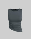 Y2K Style Solid Color Sleeveless Top In Dusty Blue