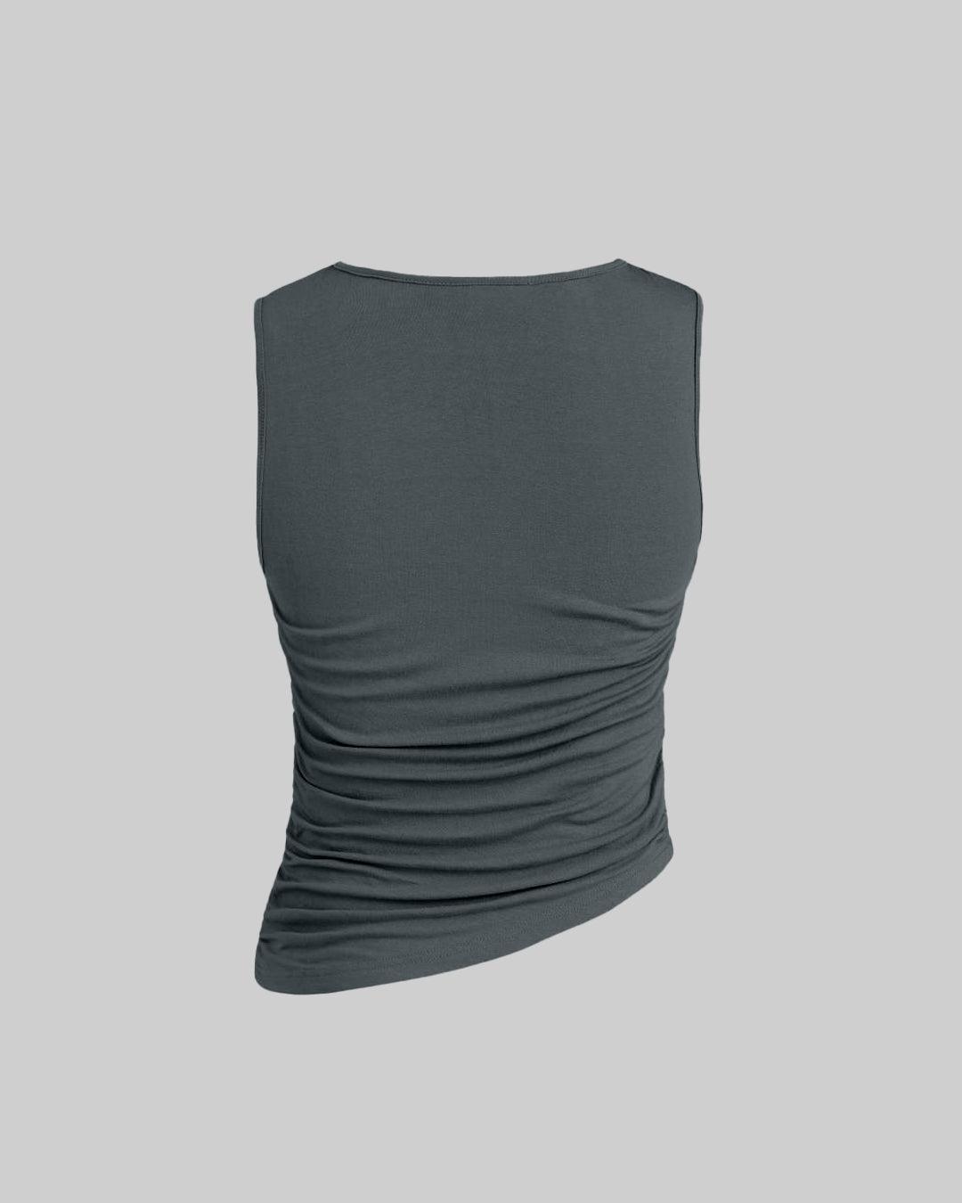 Y2K Style Solid Color Sleeveless Top In Dusty Blue