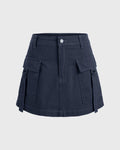 Y2K Trending Utility Skirt In Dark Blue