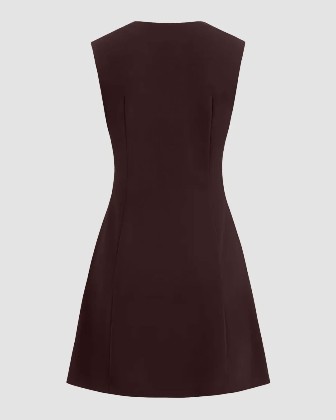 Zip Front Sleeveless A-Line Mini Dress in Chocolate Fondae