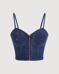 Zipper Bustier Cami Denim Top
