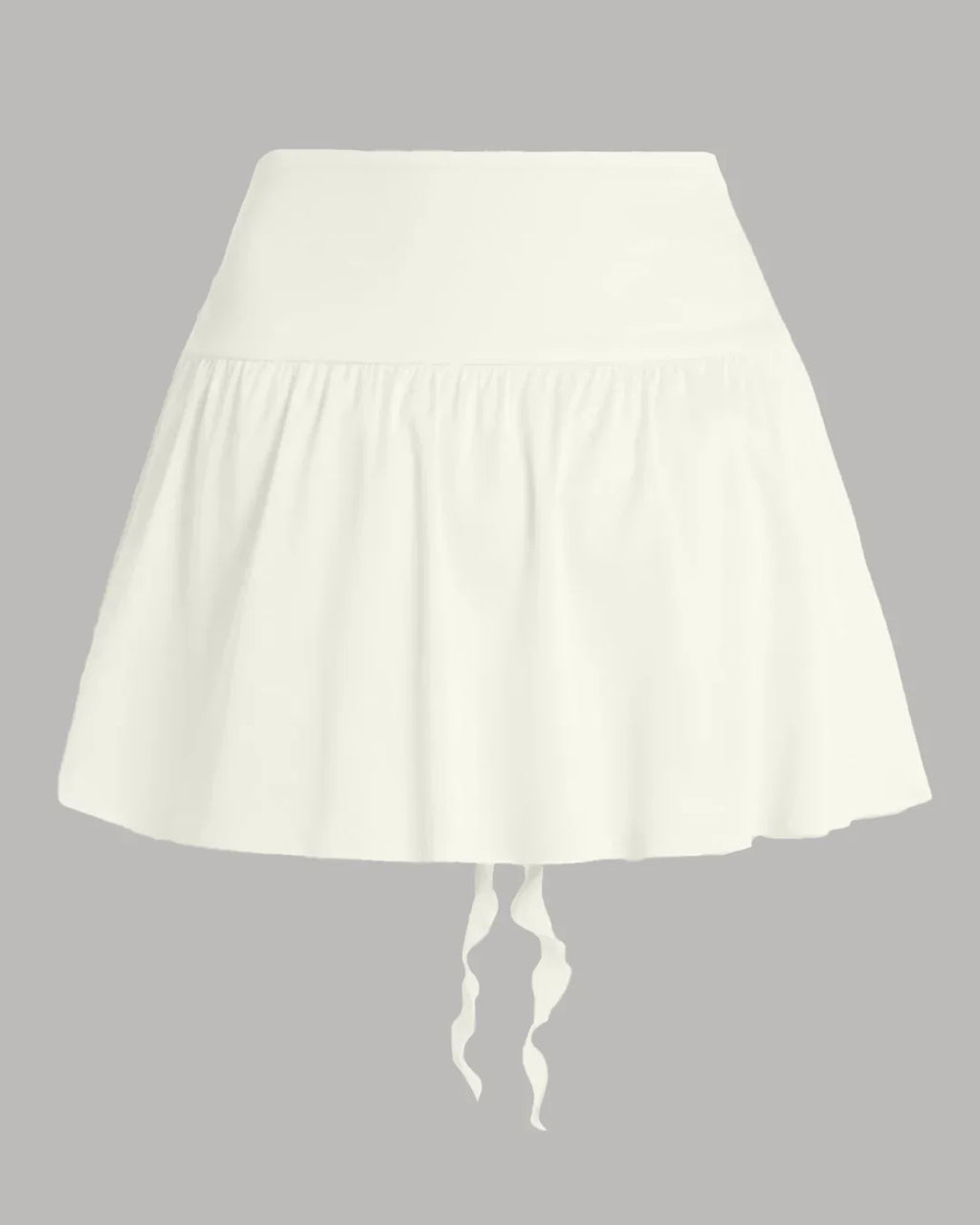 Knotted Ruffle High Waist Mini Skirt in Milky White