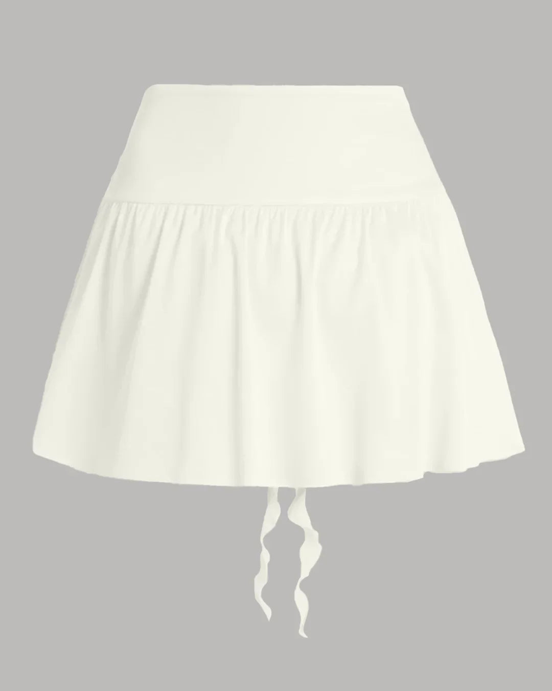 Knotted Ruffle High Waist Mini Skirt in Milky White