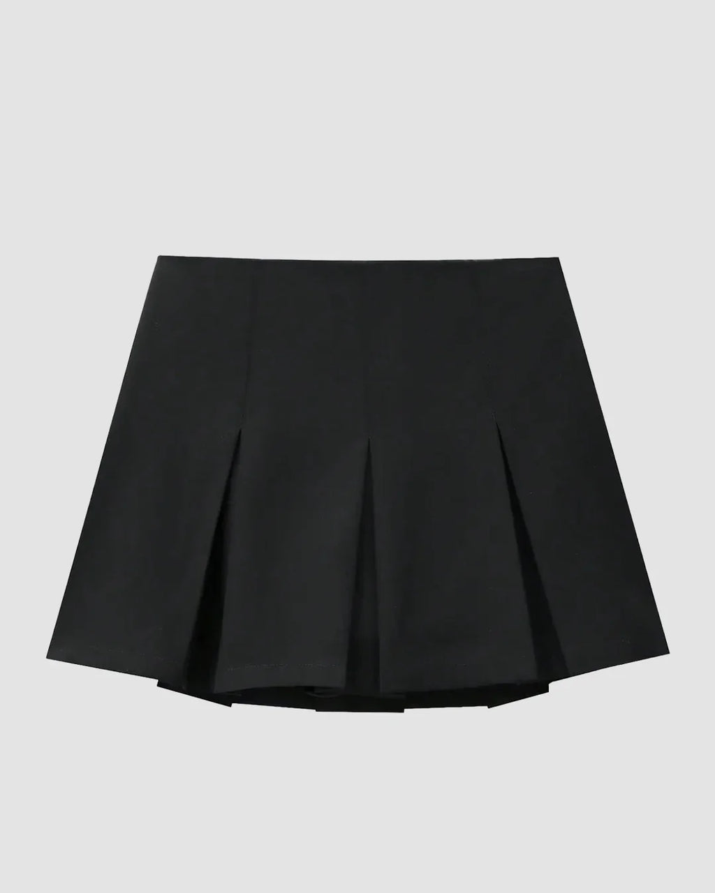 High-Waist Pleated A-Line Mini Skirt in Black