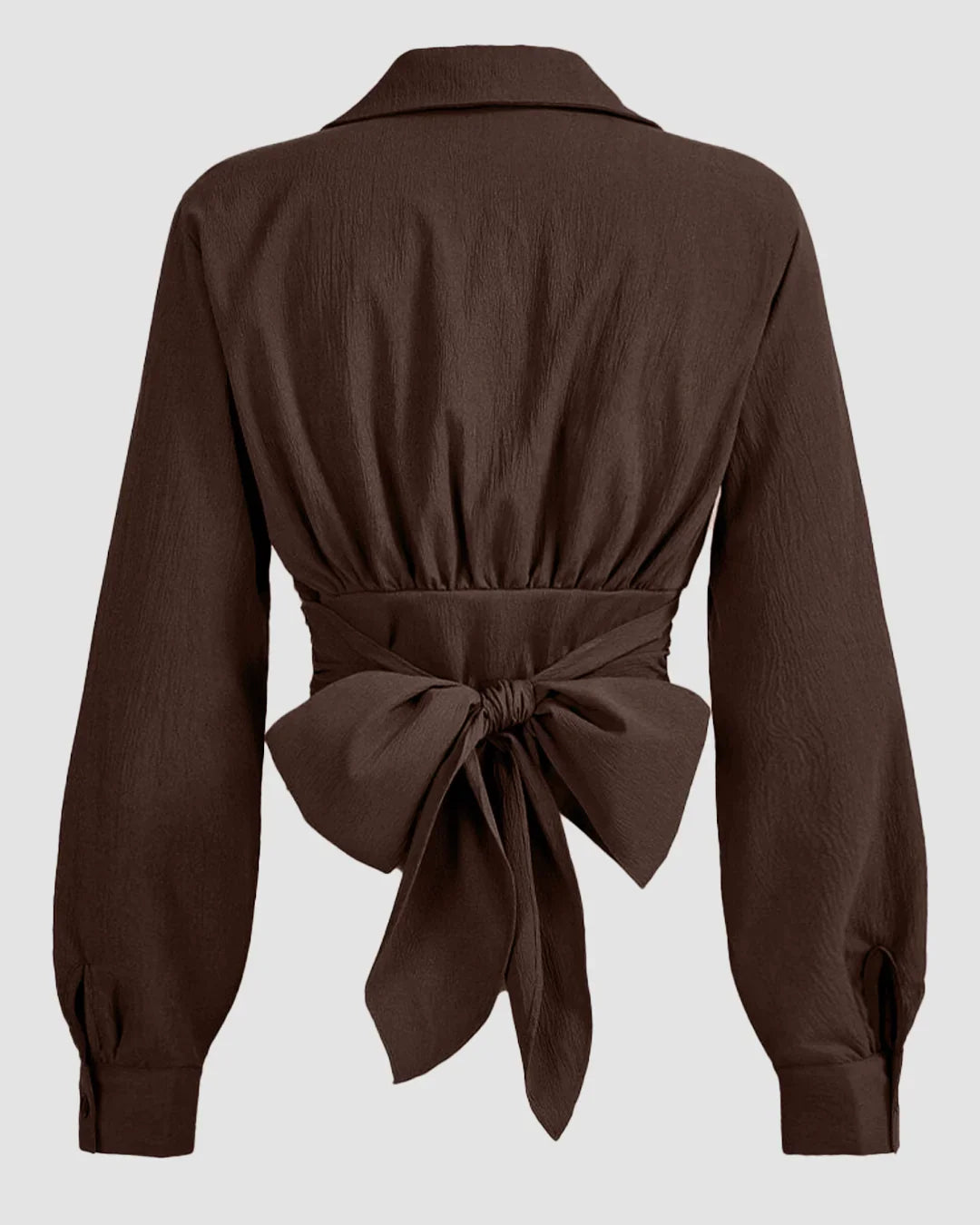 Coco Wrap Style Collar Full Sleeve Top with Tie Waist