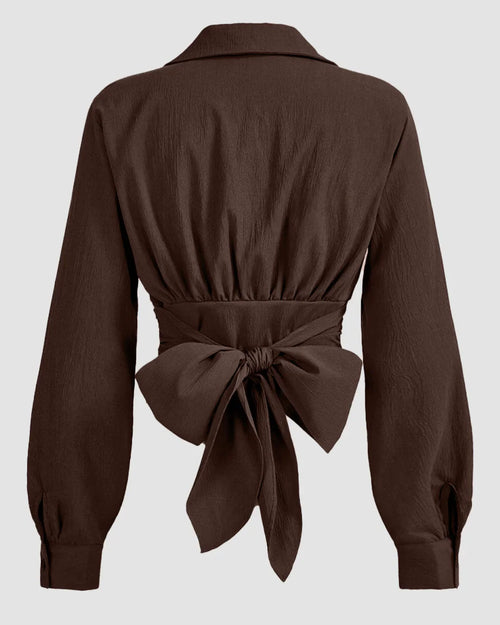 Coco Wrap Style Collar Full Sleeve Top with Tie Waist