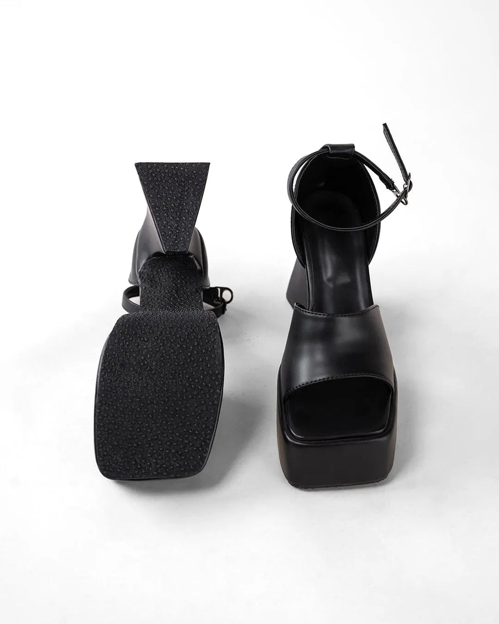Retro Style Black Ankle Strap Platform