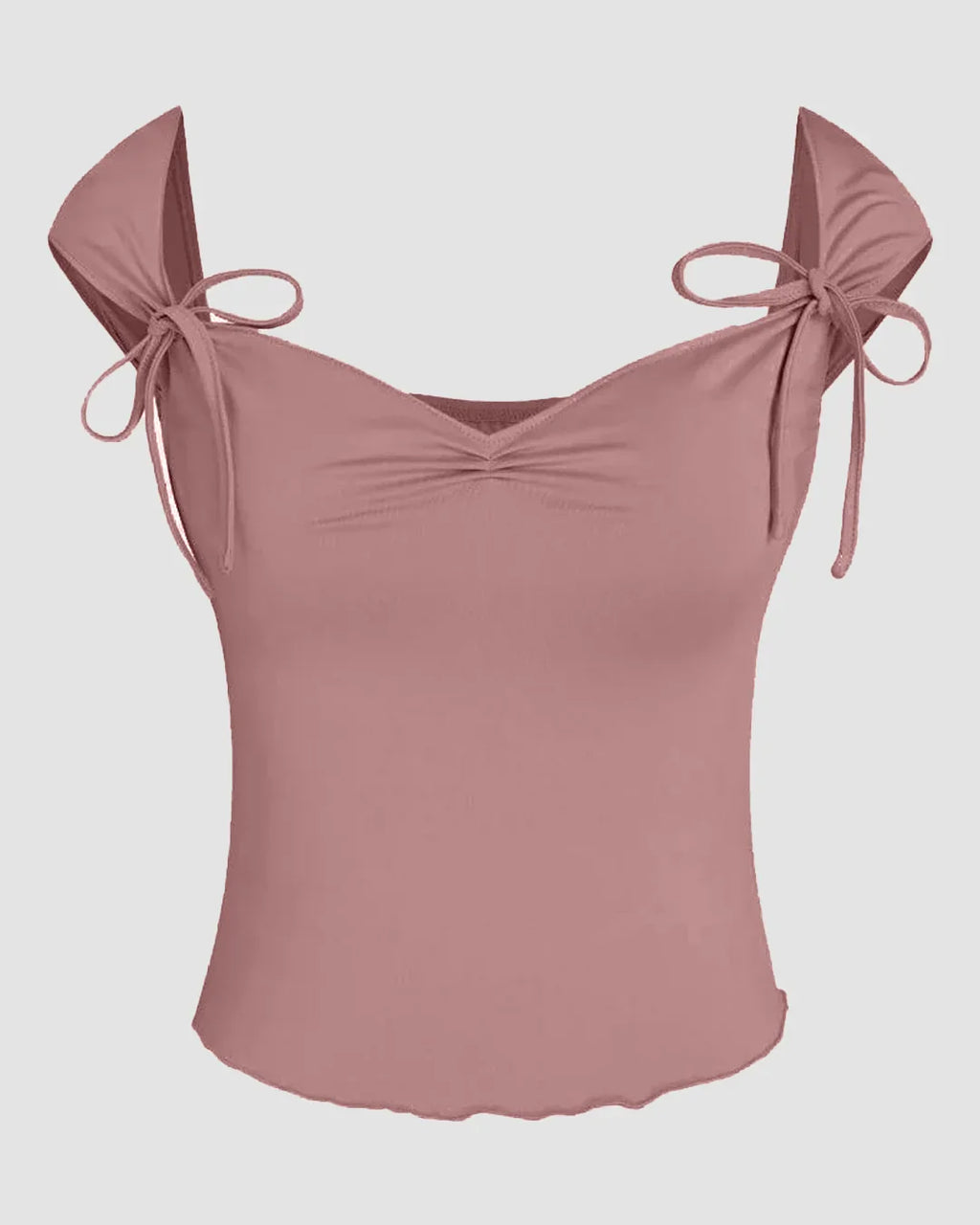 Tie Strap Sweetheart Neck Sleeveless Top in Dusty Pink