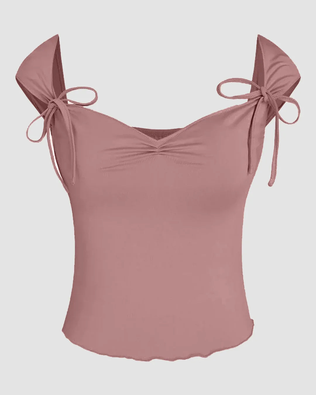 Tie Strap Sweetheart Neck Sleeveless Top in Dusty Pink