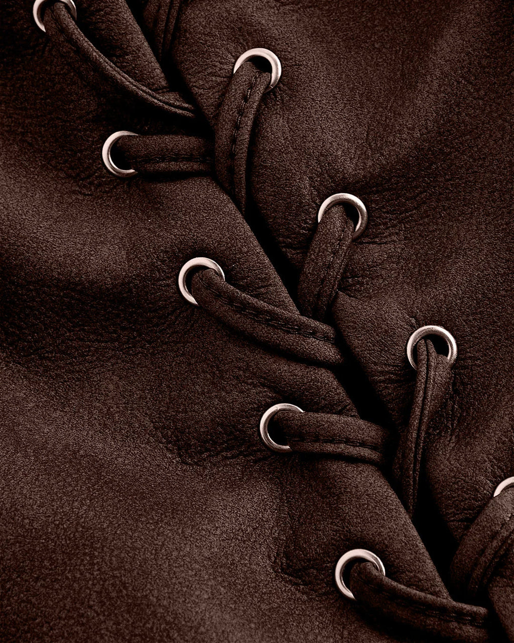 Lace Up Front Fitted Sleeveless Top in Brown