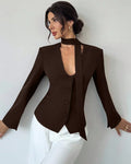 Coco Deep V-Neck Tie Detail Full Sleeve Top