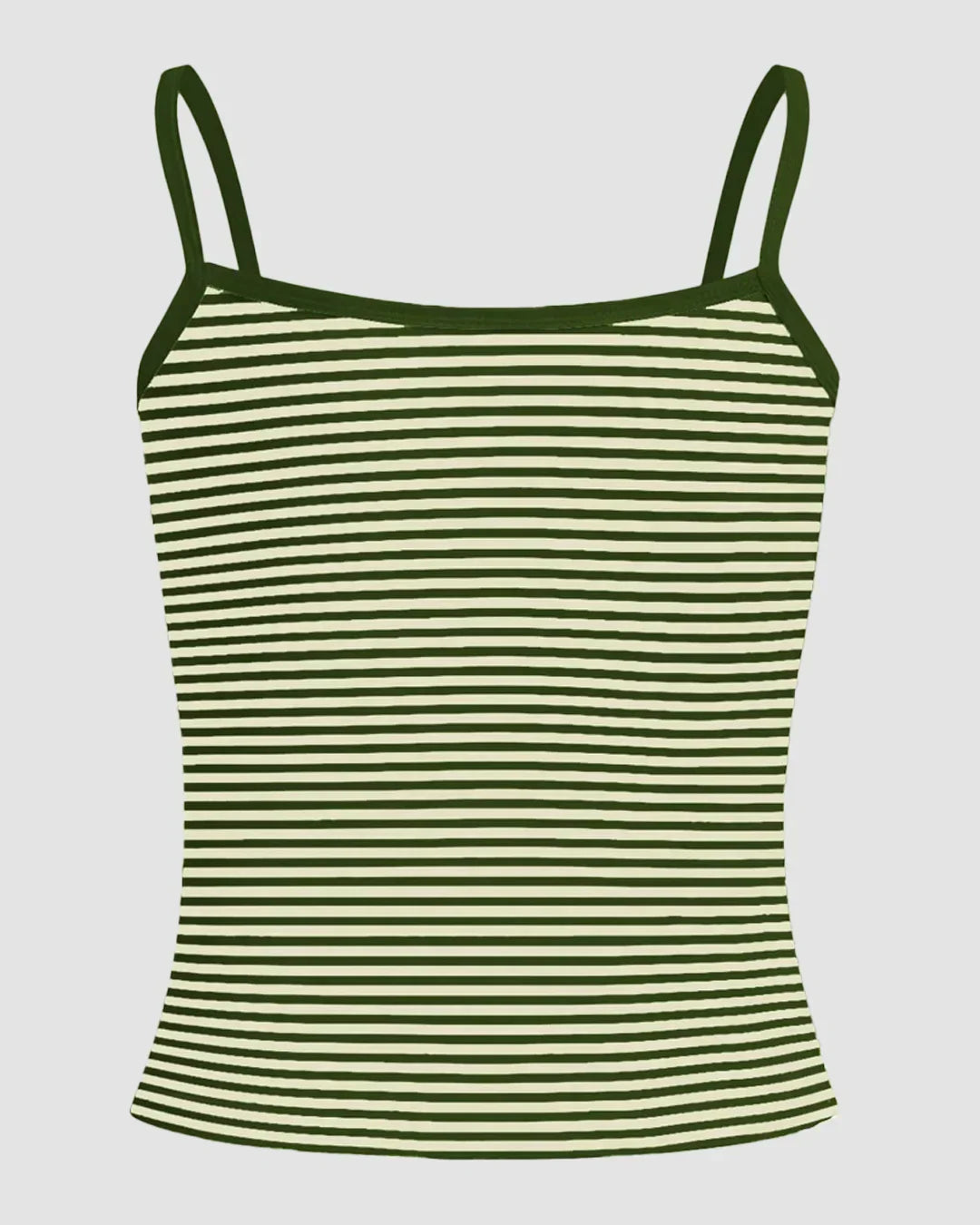 Striped Scoop Neck Fitted Cami Top with Spaghetti Straps