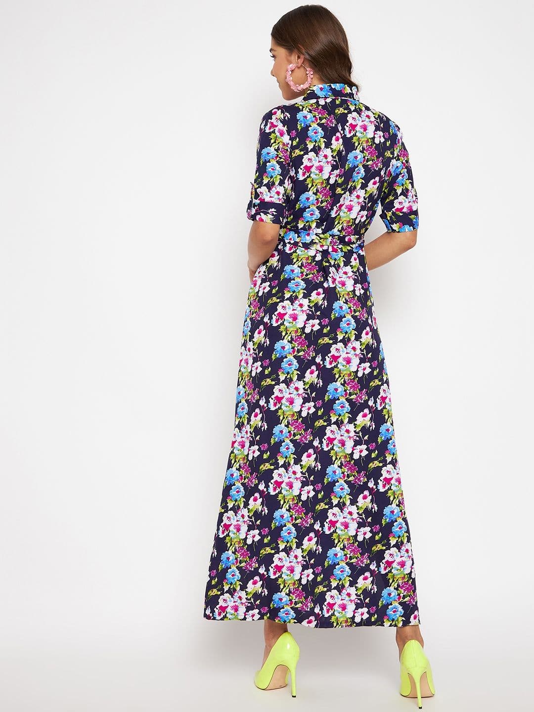 Collar Buttoned Down Shirt Maxi Dress