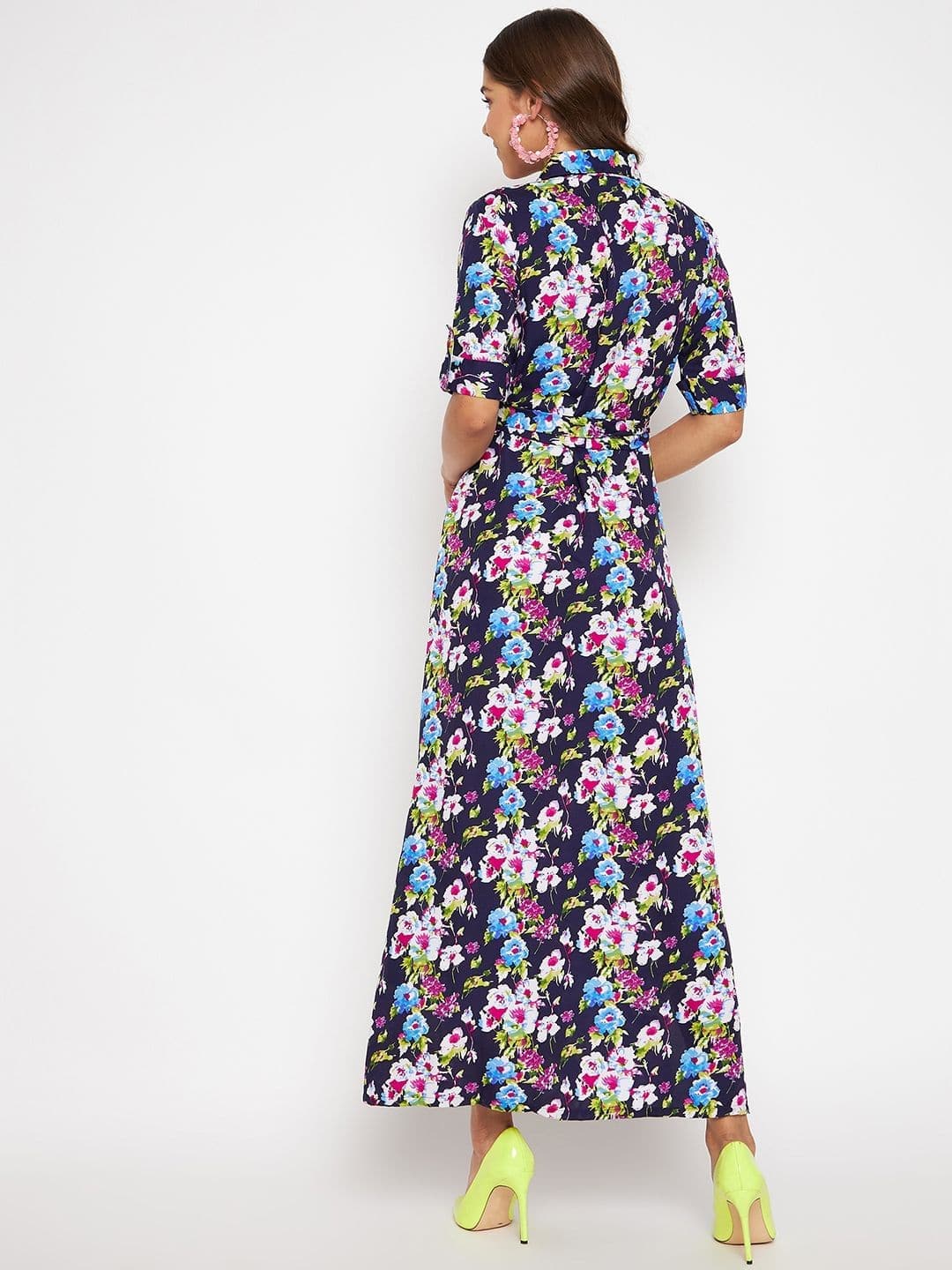 Collar Buttoned Down Shirt Maxi Dress