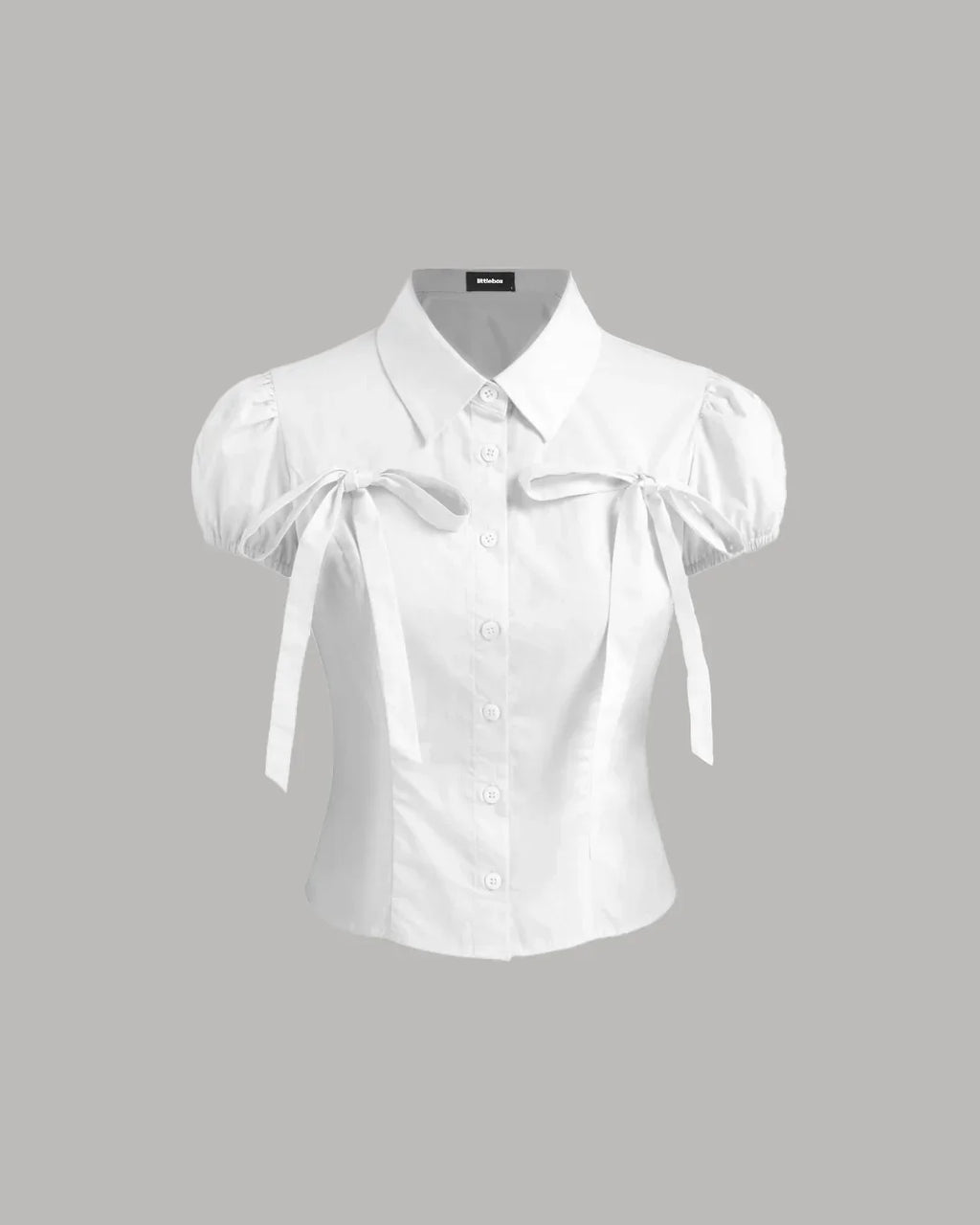 White Puff Sleeve Bow Detail Shirt Top
