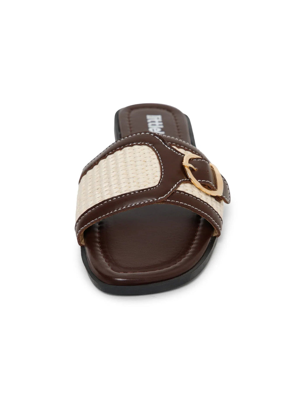 Brown & Beige Colorblocked Buckle Strap Sandals