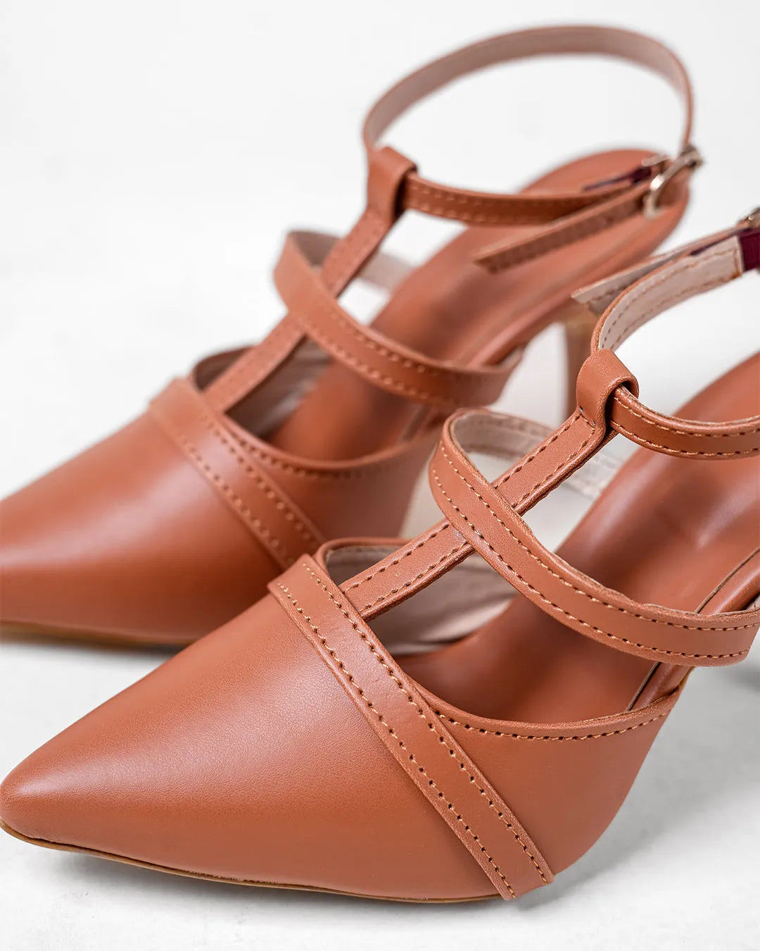Pointed Toe Slingback Strappy Heel In Tan