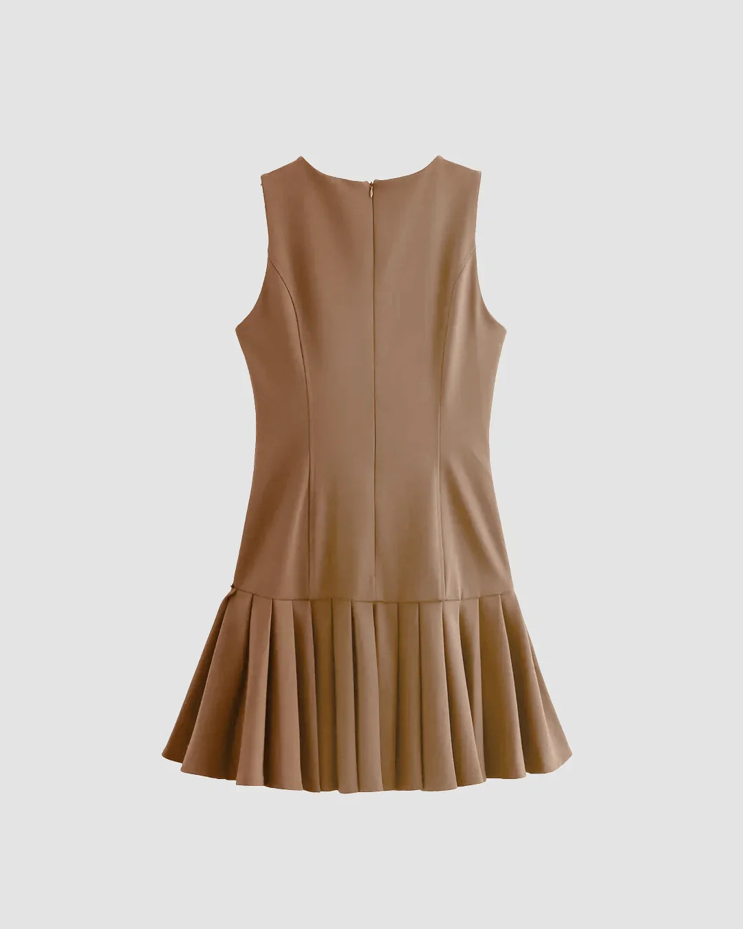 Mud Sleeveless Pleated Hem Dress