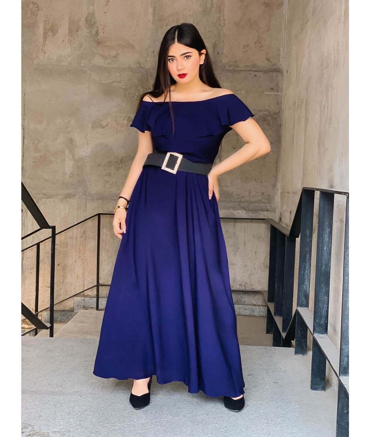 Flared Ruffle Maxi Gown - Pinkkup
