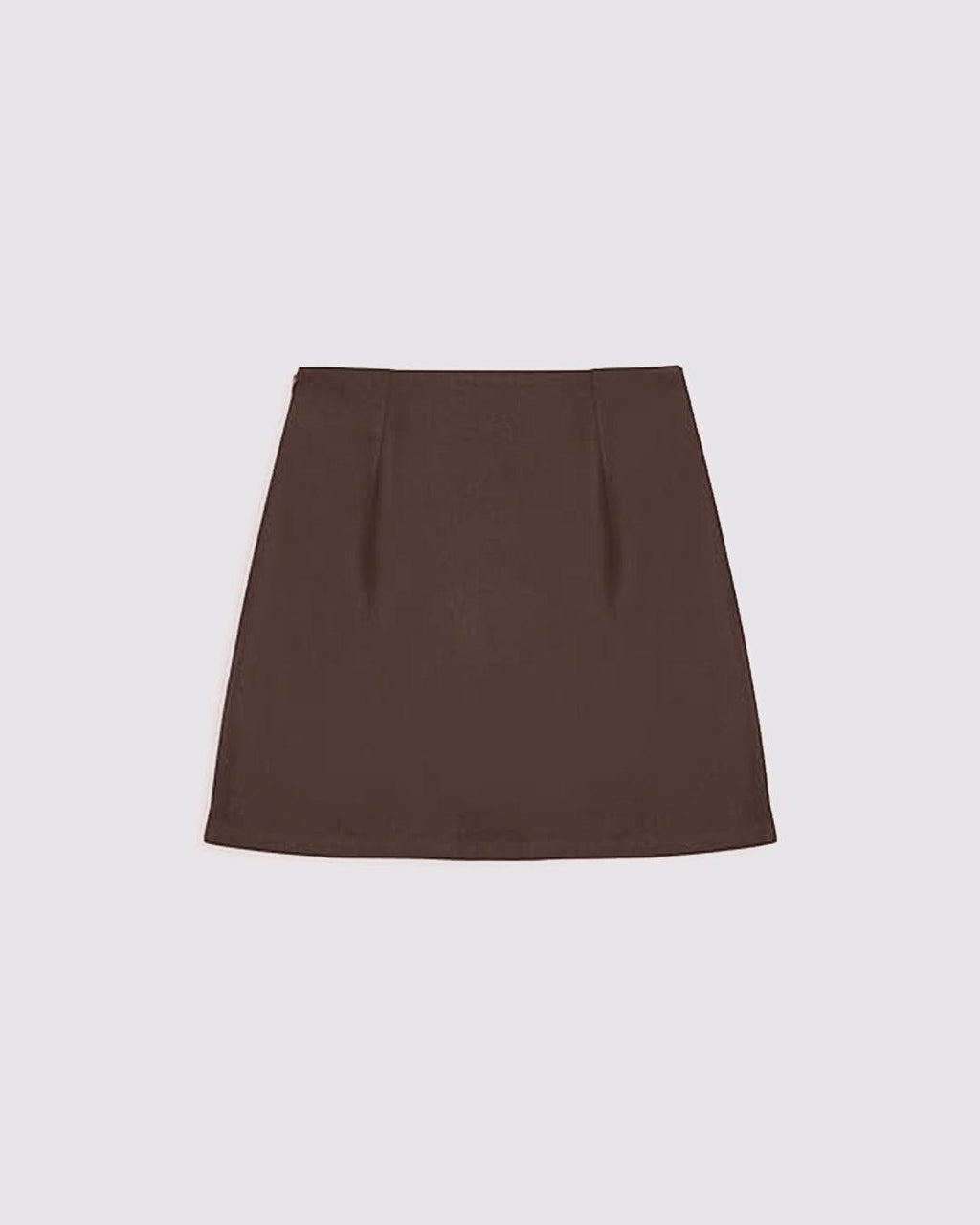 High Waist Zip Up Slit Mini Skirt In Coco Brown