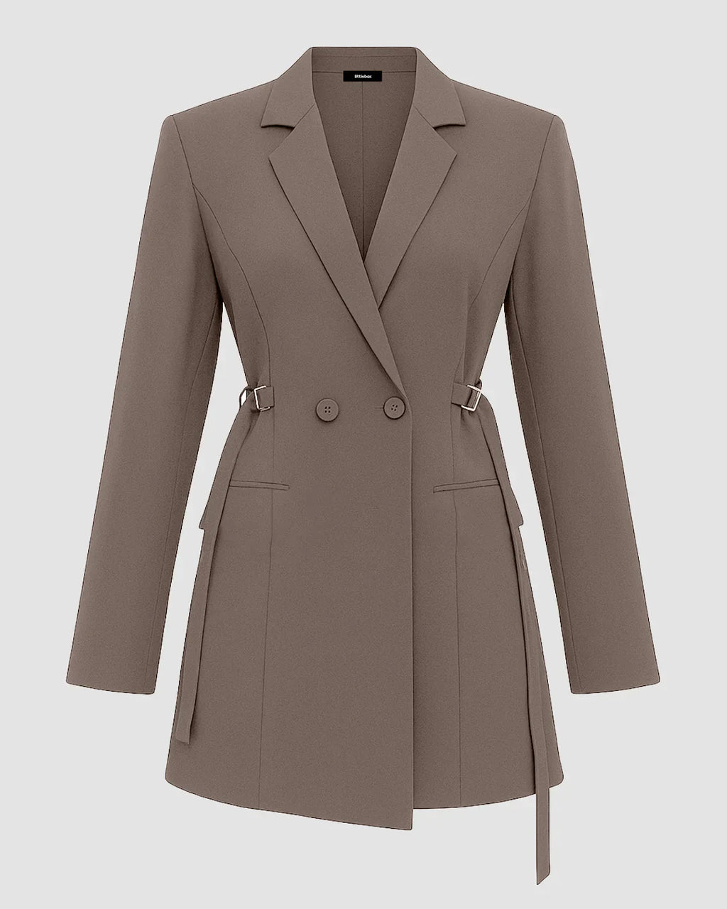 Long Sleeve Blazer Style Waistcoat in Cappuccino